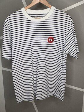 Uniqlo x Keith Haring Pop Art Striped T-Shirt Men’s Small White Blue Baby